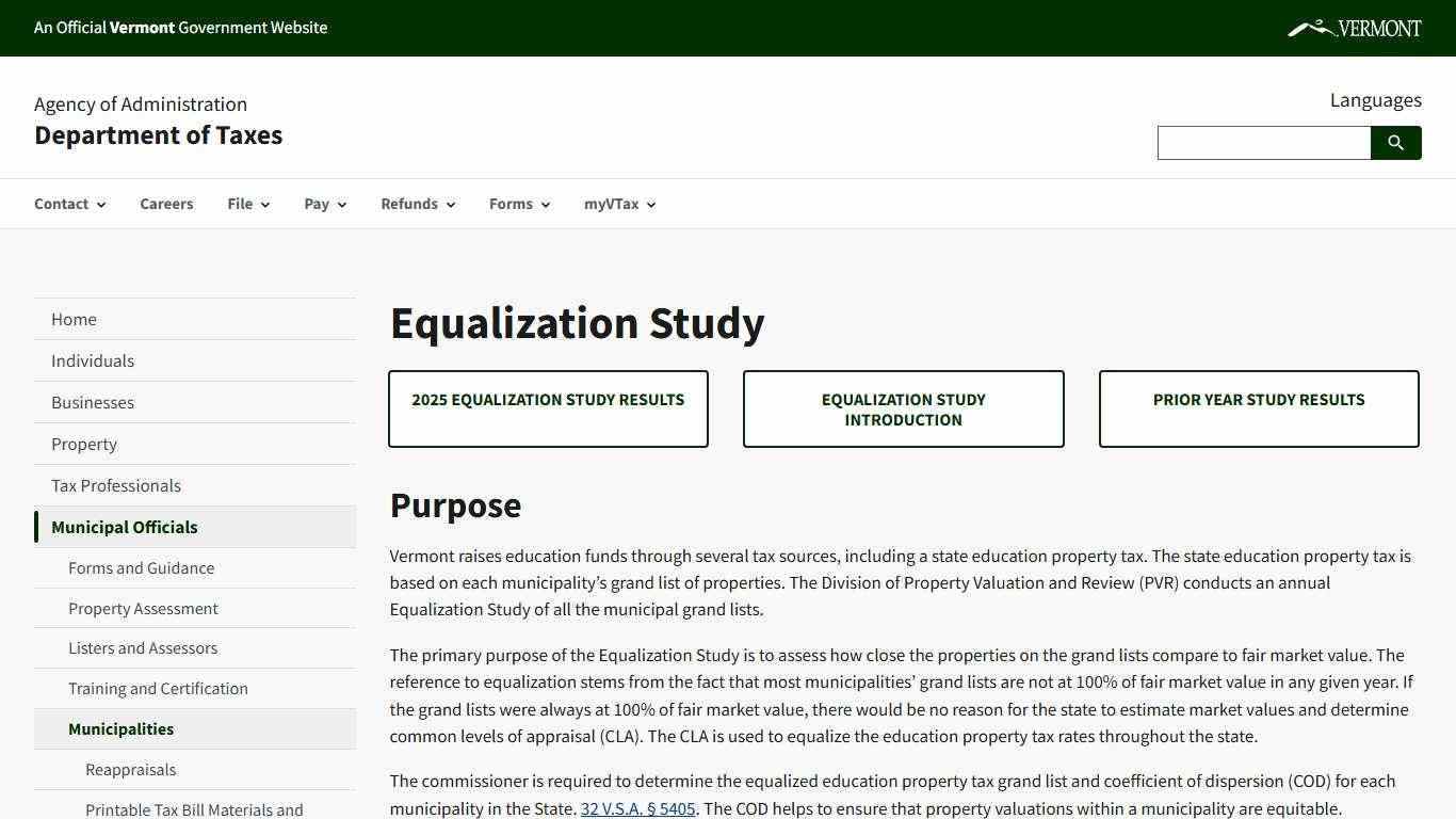 Equalization Study | Department of Taxes
